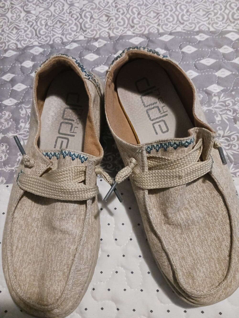 Hey Dude Natural Beige Canvas Slip-On Loafers